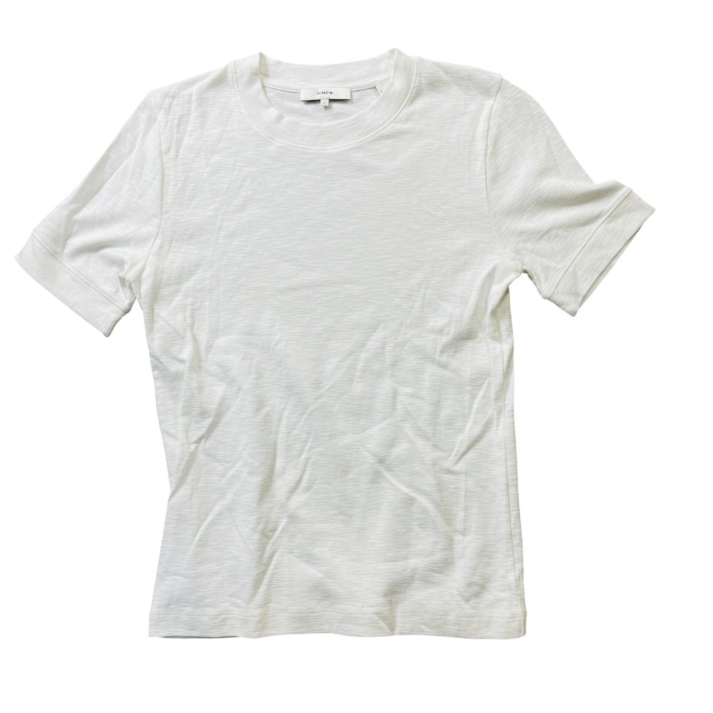 Vince Large White Short Sleeve T Crew neck Cotton Blend